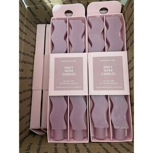 Bundle (12-2 pack) Wavy Taper Candles. Crepe Pink Fragrance Free 10”  Total 24